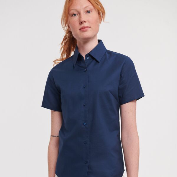 Russell Athletic Collection Ladies Short Sleeve Easy Care Oxford Shirt Thumbnail